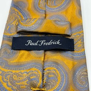 Paul Fredrick Gold and Gray Paisley 7-fold! Tie,